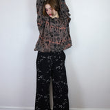 Black 'Curio' on Red Sand Storm Cropped Pullover (Sizes 1, 2, & 3)