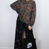 Black 'Curio' on Red Sand Storm Cropped Pullover (Sizes 1, 2, & 3)