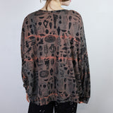 Black 'Curio' on Red Sand Storm Cropped Pullover (Sizes 1, 2, & 3)