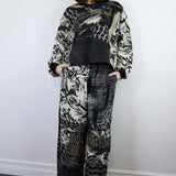 'Inky' Patchwork Crepe Pants (Size 2)