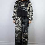 'Inky' Patchwork Crepe Pants (Size 2)