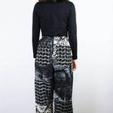 'Inky' Patchwork Crepe Pants (Size 2)