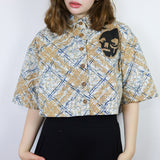 'Brush Stroke Plaid' Boxy Button-Up (Sizes 1 & 2)