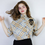 'Brush Stroke Plaid' Boxy Button-Up (Sizes 1 & 2)