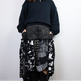 Adjustable Denim Patchwork Skirt (31.5" to 37" Waist)