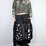 Adjustable Denim Patchwork Skirt (31.5" to 37" Waist)