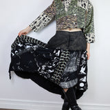 Adjustable Denim Patchwork Skirt (31.5" to 37" Waist)