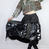 Adjustable Denim Patchwork Skirt (31.5" to 37" Waist)