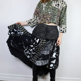 Adjustable Denim Patchwork Skirt (31.5" to 37" Waist)