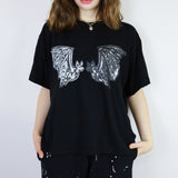 Bat-to-Bat Loose Tee in Silver on Black