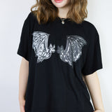 Bat-to-Bat Loose Tee in Silver on Black
