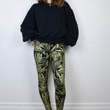 'Birds of Prey' Leggings in Gold on Black