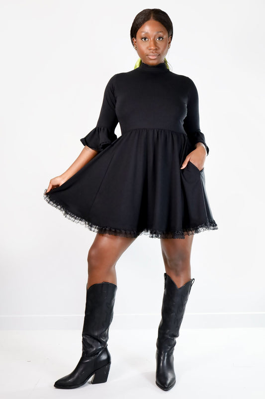 Black Mini Kiki Dress in Medium
