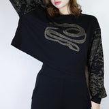 Coffee 'Shadow Canyon' & 'Serpent' Patchwork Boxy Long Sleeve