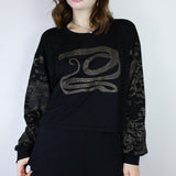 Coffee 'Shadow Canyon' & 'Serpent' Patchwork Boxy Long Sleeve