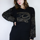 Coffee 'Shadow Canyon' & 'Serpent' Patchwork Boxy Long Sleeve