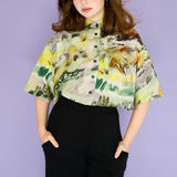 'Dusty Hills' Linen Boxy Button Up