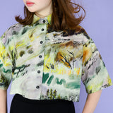 'Dusty Hills' Linen Boxy Button Up