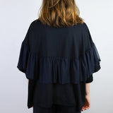Black Big Ruffle Tee (Fits Sizes 1-3)