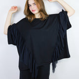 Black Big Ruffle Tee (Fits Sizes 1-3)