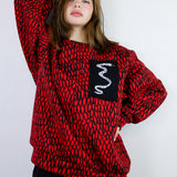'Scales' on Red Pullover (Sizes 1 & 2)