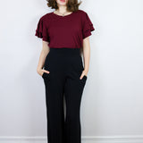 Ruffle Sleeved Cranberry Amie Tee