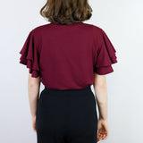 Ruffle Sleeved Cranberry Amie Tee