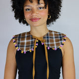 Brown Plaid Round Collar