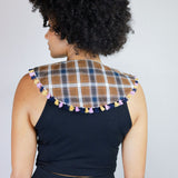 Brown Plaid Round Collar