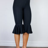 Lace Flared Capris in Black
