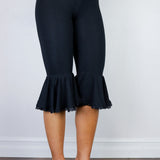 Lace Flared Capris in Black