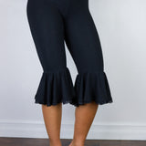 Lace Flared Capris in Black