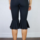 Lace Flared Capris in Black