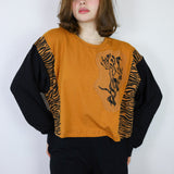 'Serpentine' and 'Tiger Stripe' on Cayenne Boxy Long Sleeve (Size 1)