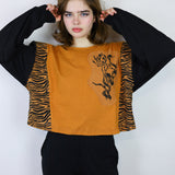 'Serpentine' and 'Tiger Stripe' on Cayenne Boxy Long Sleeve (Size 1)