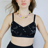 White on Black 'Starlight' Bralette (Small)