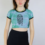 'Owl' Cropped Ringer Tee (Small/Medium)