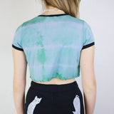 'Owl' Cropped Ringer Tee (Small/Medium)