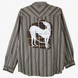 'Brown Plaid Dog' Unisex Button-Up