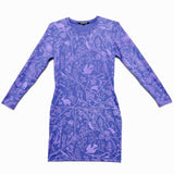 Nightcrawlers Long Sleeve Jane Dress in Iris on Periwinkle