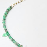 One of a kind glass bead necklace in Pale Green Daisy