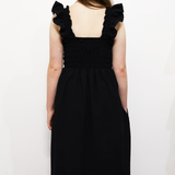 Fit and Flare Smocked Bodice Mollie Dress in Black