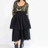 Luisa Tiered Prairie Skirt in Black