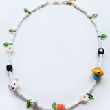 One of a kind glass bead necklace in T&B Mousie