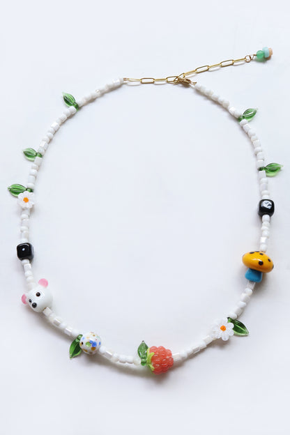 One of a kind glass bead necklace in T&B Mousie