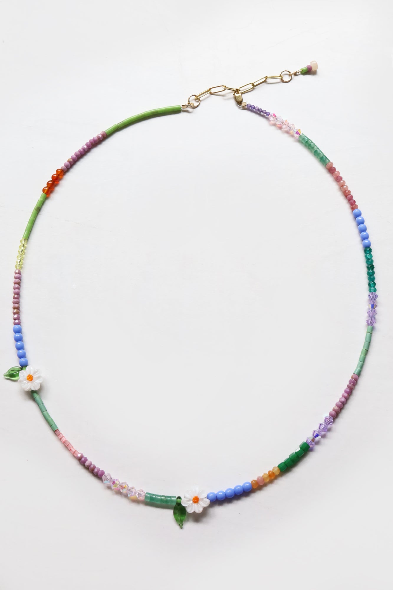 One of a kind glass bead necklace in Multipop Daisy