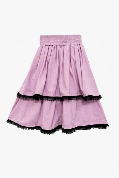 Luisa Tiered Prairie Skirt in Pale Lilac