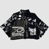 Cropped Button Up in Wolf vs. Snake Size 3