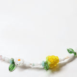 One of a kind glass bead necklace in Peach and Lemon Berry