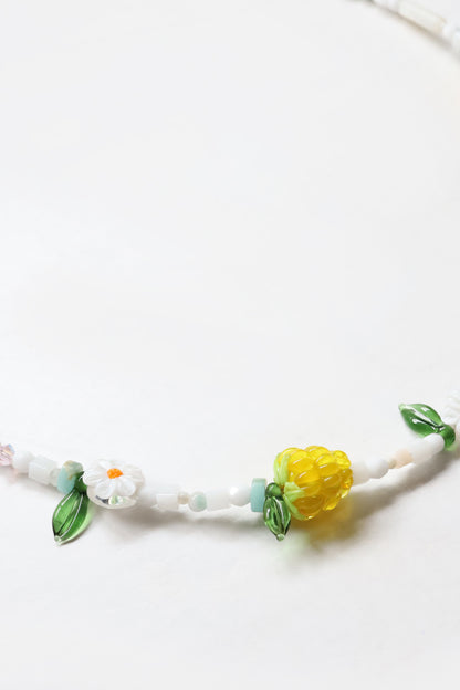 One of a kind glass bead necklace in Peach and Lemon Berry